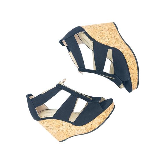 Adrian Bitadini Black Cork Wedges - Size 7.5 - Picture 2 of 8